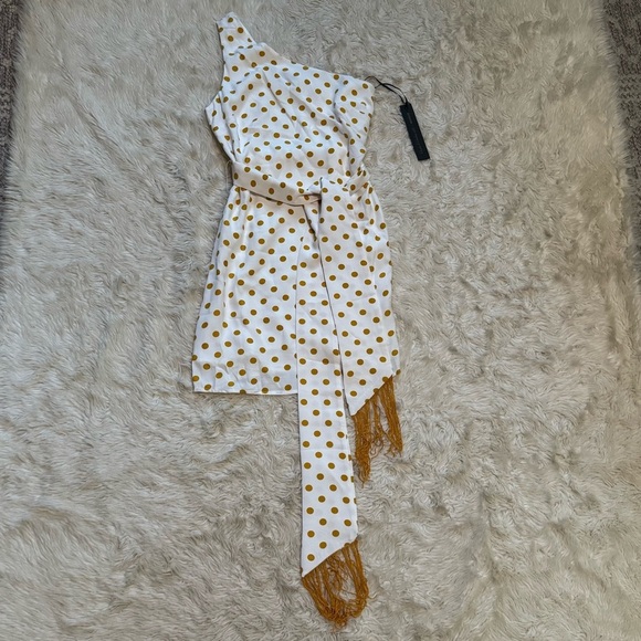 NWT House of Harlow 1960 Dahlia Dress in White and Copper Dot - Size XS - Picture 2 of 6